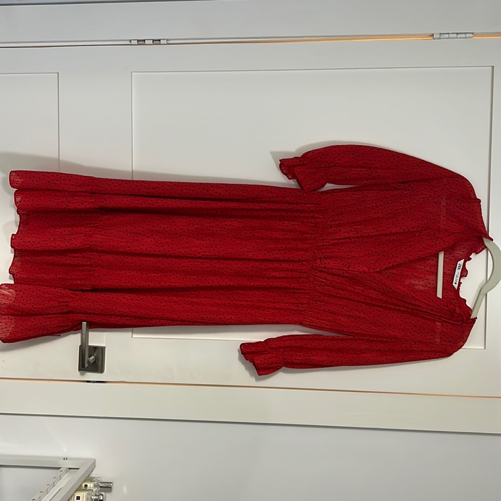 Zara red dress with black polka dots